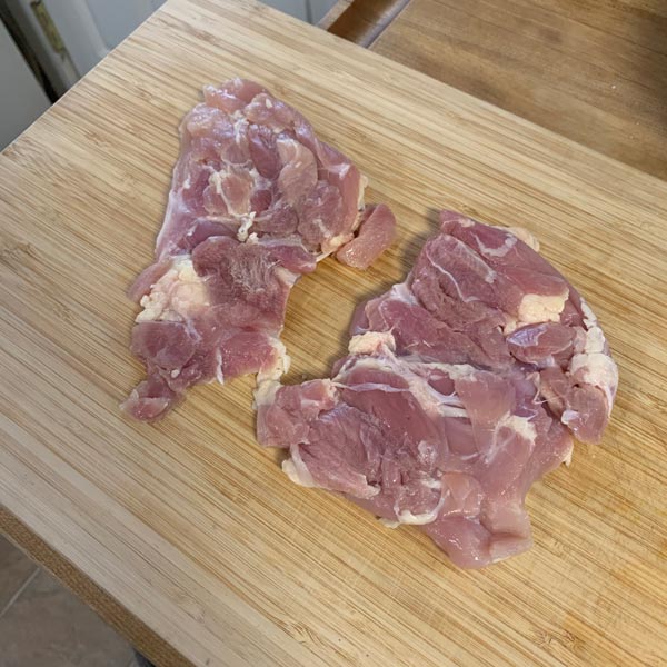 Chicken Thighs Pounded to Even Thickness