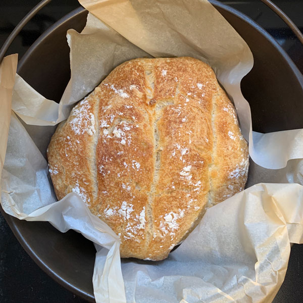 French Bread in the Dutch Oven After Baking